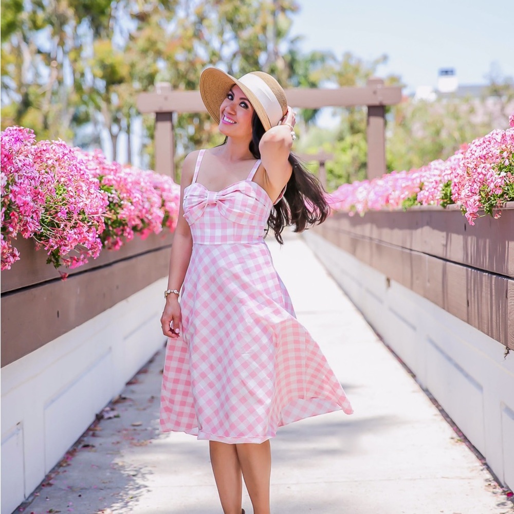 Eliza J Barbiecore Pink Gingham Dress with Bow 4P